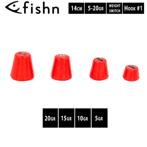 FISHN Screw In Hecht Systeme - Shallow Rig mit oder ohne auswechselbaren Gewichten 5-20gr für Softlures bis 25cm mit Ultra Scharfen Mustad Haken (Switch Rot)