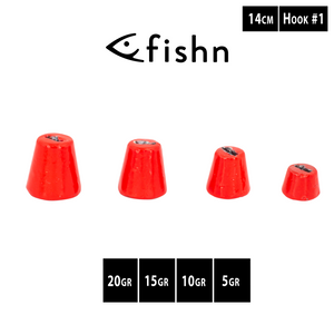 FISHN Screw In Hecht Systeme - Shallow Rig mit oder ohne auswechselbaren Gewichten 5-20gr für Softlures bis 25cm mit Ultra Scharfen Mustad Haken (Switch Rot)