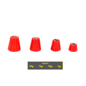 FISHN Screw In Hecht Systeme - Shallow Rig mit oder ohne auswechselbaren Gewichten 5-20gr für Softlures bis 25cm mit Ultra Scharfen Mustad Haken (Switch Rot)