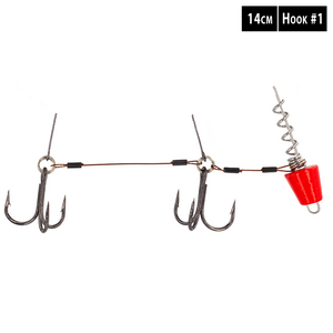 FISHN Screw In Hecht Systeme - Shallow Rig mit oder ohne auswechselbaren Gewichten 5-20gr für Softlures bis 25cm mit Ultra Scharfen Mustad Haken (Switch Rot)