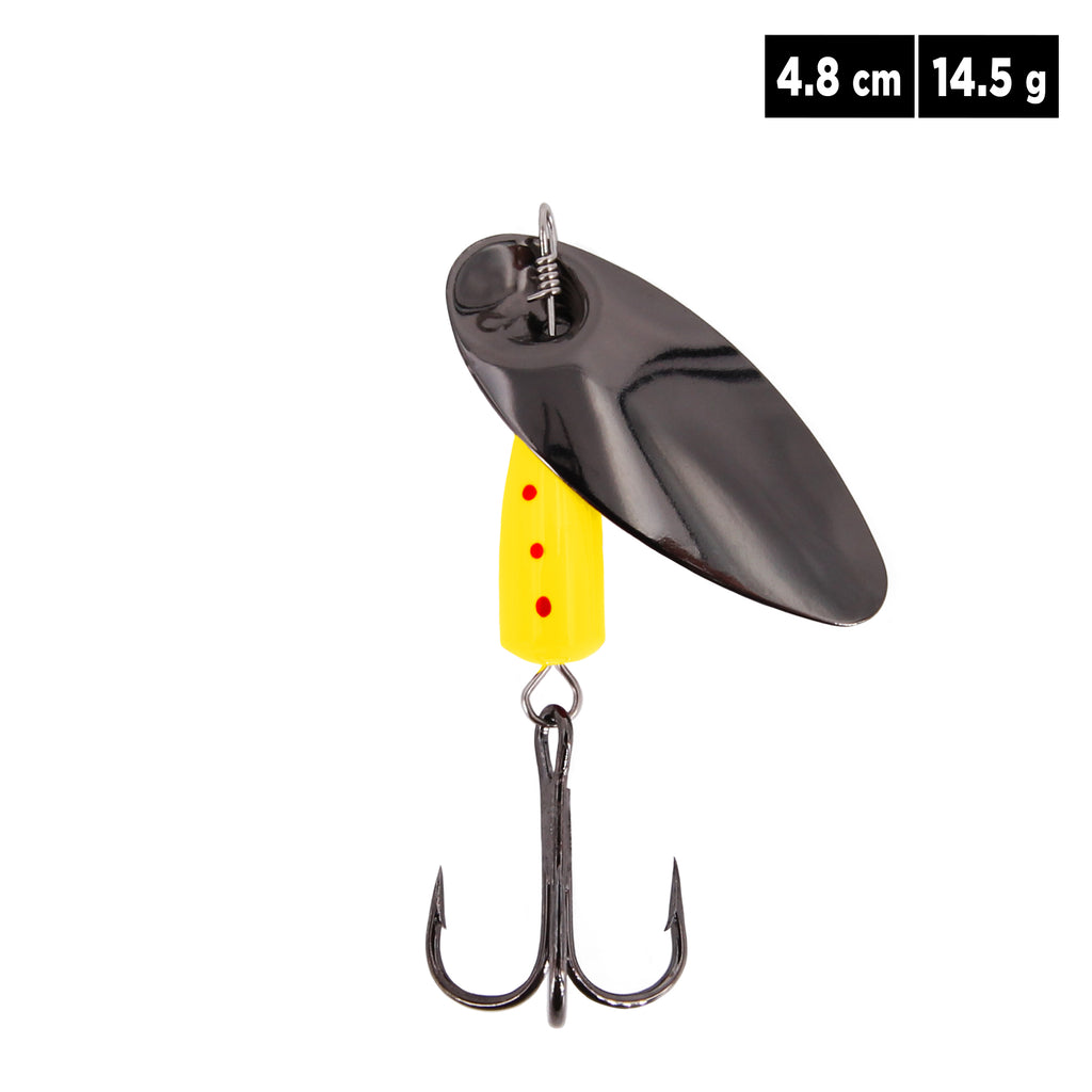 FISHN Black Spinner Yellow 14,5gr, 4,8cm  - Der Ultimative Spinner zum Angeln auf Hecht, Lachs, Zander, Forelle, Barsch