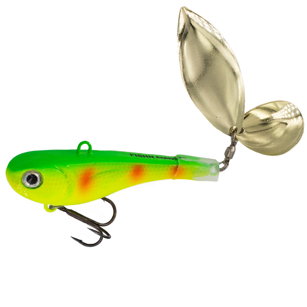 FISHN GRUMPYSpinner, Spinnerbait, Kunstköder zum Angeln auf Hecht, Barsch, Forelle und Zander (30g, Lemon)