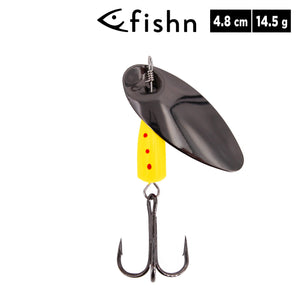 FISHN Black Spinner Yellow 14,5gr, 4,8cm  - Der Ultimative Spinner zum Angeln auf Hecht, Lachs, Zander, Forelle, Barsch