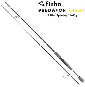 FISHN® Set Predator Light Carbon GT, 1,98cm, Wurfgewicht 15-45gr - REEL1000, Ideales Angelset zum Spinnfischen auf Forelle, Zander, Hecht und Barsch - 2 teilige Steckrute,