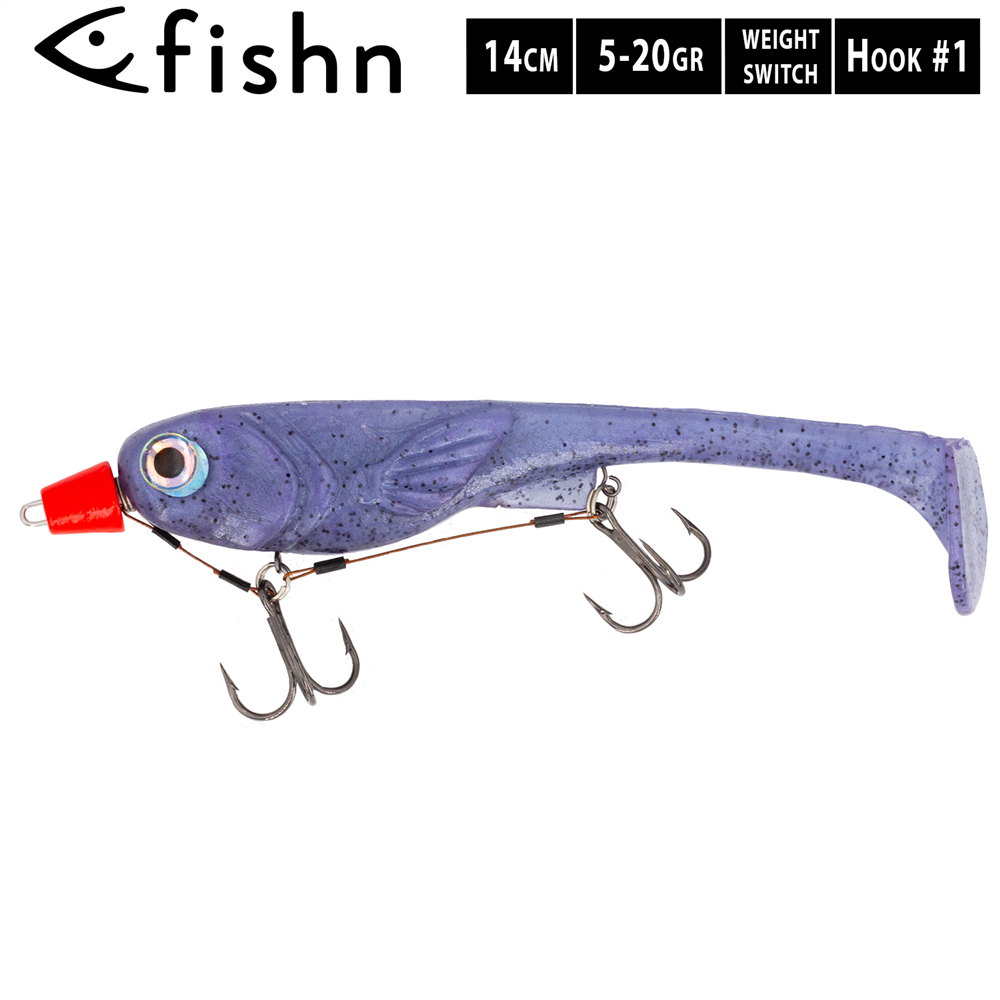 FISHN Screw In Hecht Systeme - Shallow Rig mit oder ohne auswechselbaren Gewichten 5-20gr für Softlures bis 25cm mit Ultra Scharfen Mustad Haken (Switch Rot)